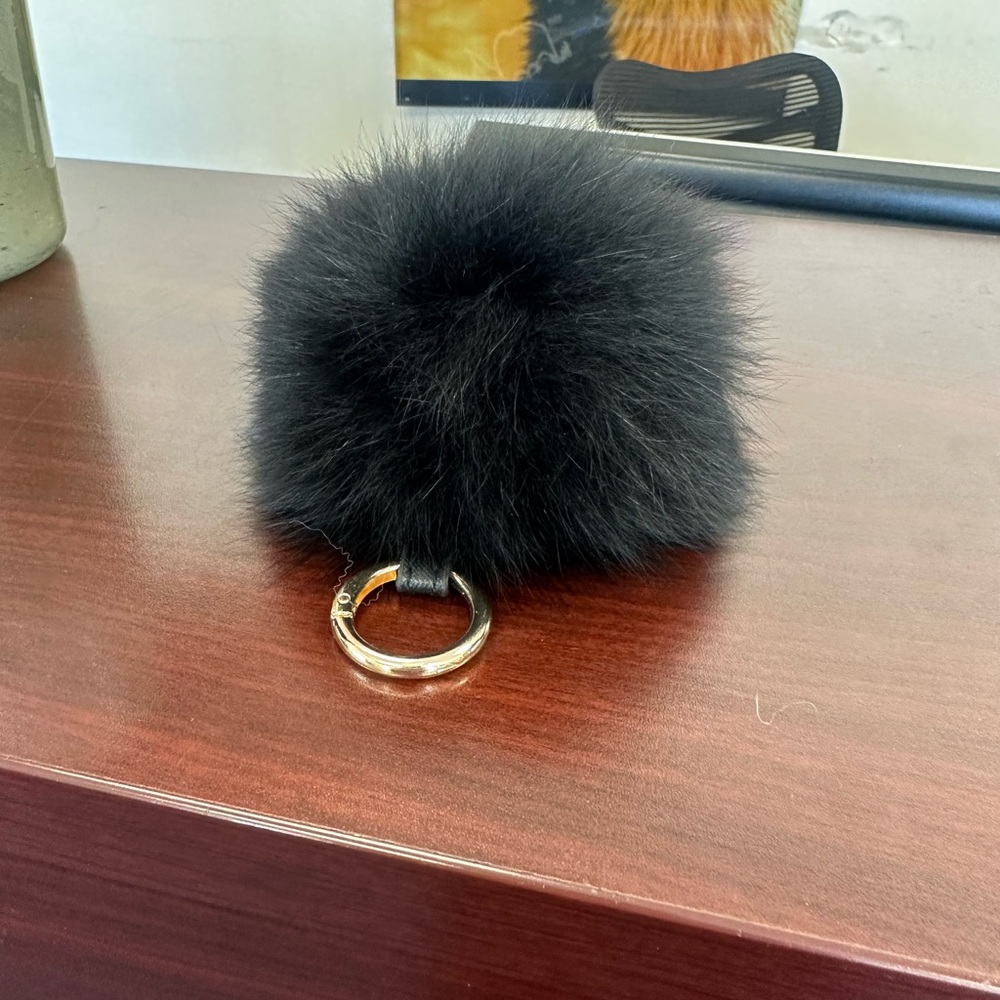 Black Fluffy Keychain Pom Pom